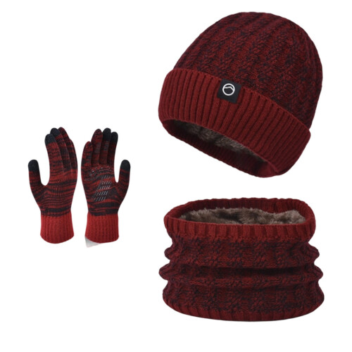 Σετ γαντιών χειμωνιάτικου καπέλου Beanie για άνδρες και γυναίκες, χαλαρά 1