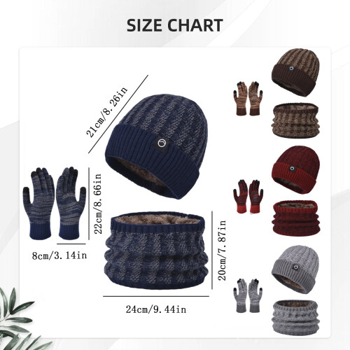 Σετ γαντιών χειμωνιάτικου καπέλου Beanie για άνδρες και γυναίκες, χαλαρά 2