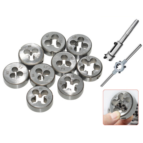 9Piece Left Hand Metric Thread Die Set Mechanical Maintenance Professional Threading Tool for DIYer Projects Accessories 1