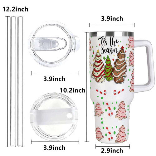 Weihnachtsplätzchenbaum-Becher mit Deckel und Strohhalm, Festtagsbecher 1