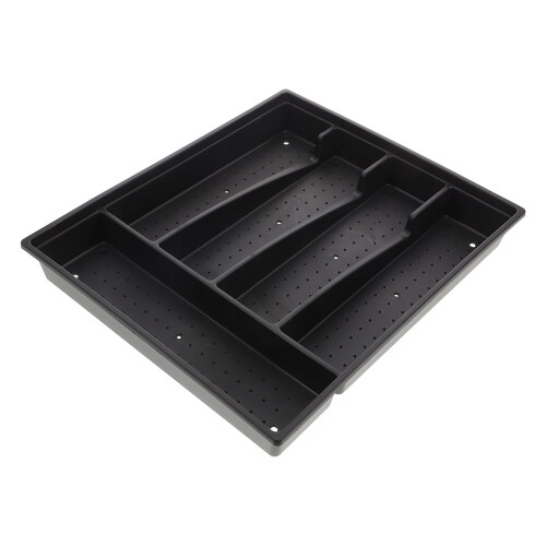 2Pièces Boîte Rangement Couverts Multiusage PP Noir Couvercle 1