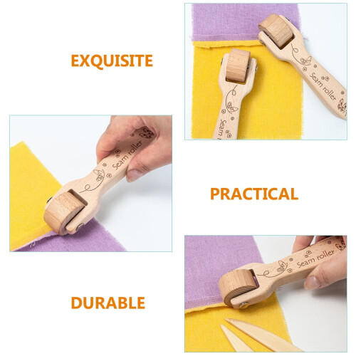 HEMOTON Press Roller with Handle Seam Roller DIY Sewing Tool 14.5X4cm 1