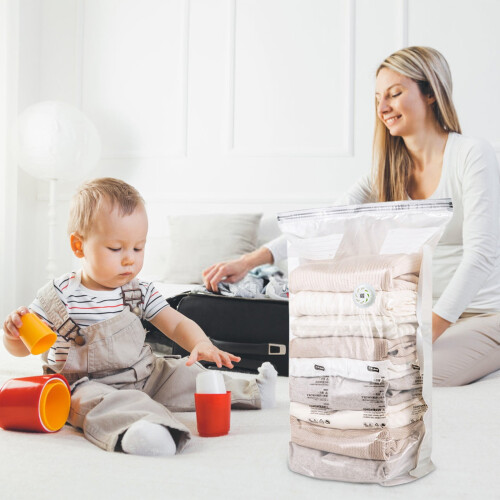 Vacuum Compression Bags, No-Pump Needed, Space-Saving, Durable, Travel and Closet Storage Solution 2