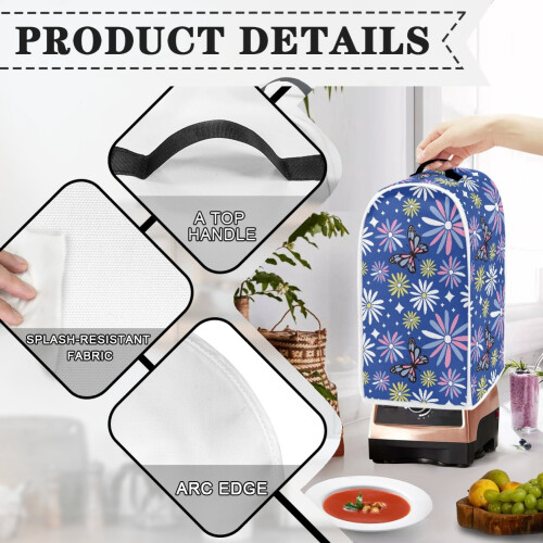 Handle Kitchen Blender Dust Cover Multifunctional Polyester for Kitchen Use, Fresh Spring Floral Butterfly Style 2