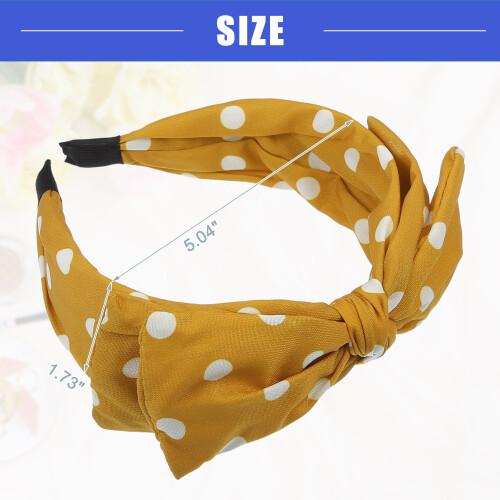Tiara de bolinhas com laço largo, amarela, para meninas e mulheres. 2