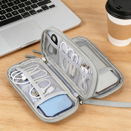 Double Layer Electronic Tool Organizer Bag with Dedicated Storage Compartments for Small Items and 1