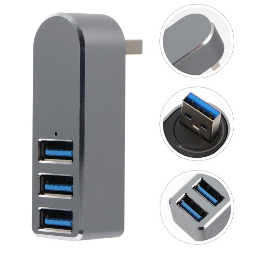Usb Hub For Laptop Rotatable USB 3.0 Hub Grey ABS 1Pcs 2