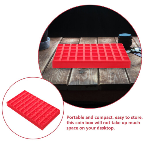 Versatile Red Coin Organizer Plastic Container with Grids for Multiple Coin Types 2