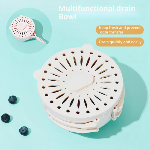 Multifunctional Fruit & Veg Washing Bowl with Foldable Handles, Draining Colander Strainer – Compatible with Kitchen Sinks 1
