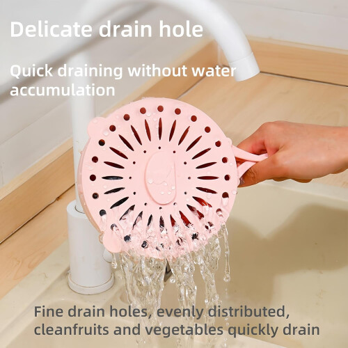 Multifunctional Fruit & Veg Washing Bowl with Foldable Handles, Draining Colander Strainer – Compatible with Kitchen Sinks 2
