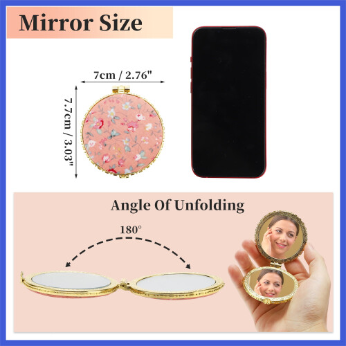 1 Pc Flower Pocket Mirror Mirror for Purse Pink 1