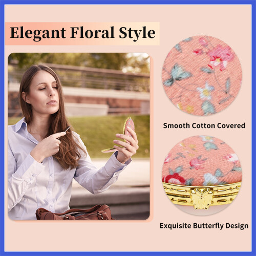 1 Pc Flower Pocket Mirror Mirror for Purse Pink 2