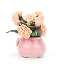 Mini Bonsai Ornament for Dollhouses, Realistic Artificial Rose in1: 12Scale, Premium Resin Flower Decoration for Micro Landscape and Small House