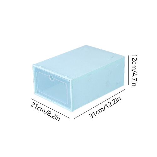 Clear Stackable Shoe Storage Box, 12x8x5", Transparent Foldable Clamshell Organizer with Front Opening (Green) 2