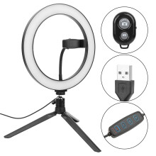 Inel de iluminare pentru fotografie de machiaj cu 10 niveluri de luminozitate reglabile și 3 moduri de iluminare, lumină de umplere cu LED, lumină