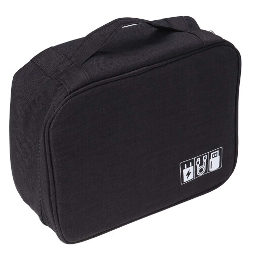 2Pcs Travel Pouch for Small Electronics Waterproof Black Organizer 1
