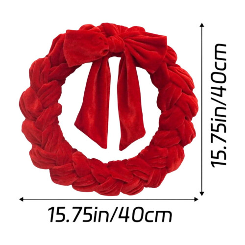 Guirlanda de Natal de veludo com laço, 40 cm (15,7 polegadas) 2