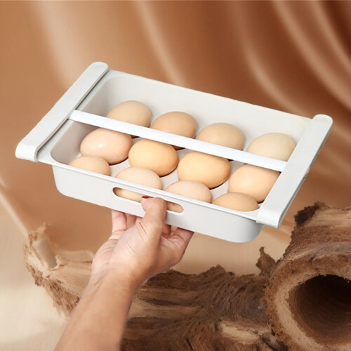 12 Compartment Fridge Organizer Pull Out Egg Tray Drawer Style Fruit Vegetable Storage Hanging Chiller Kitchen Space 2