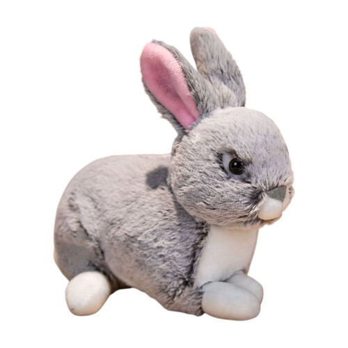 Lapin en peluche gris de 20 cm, lapin en polyester doux 1