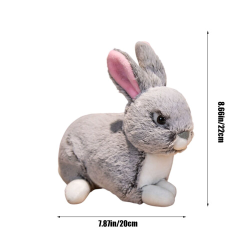 Lapin en peluche gris de 20 cm, lapin en polyester doux 2