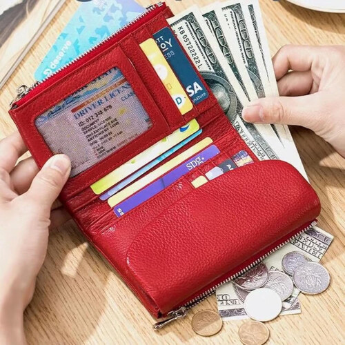 Pebble Leather Wallet RFID Blocking Slim Bifold 14+ Card 1