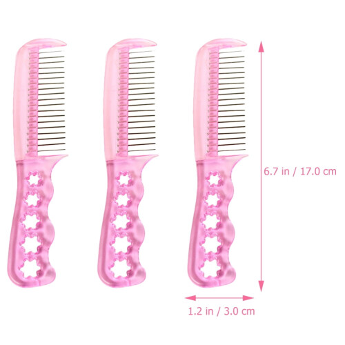 Wire Hairbrush for Doll Styling Head Compact Pink Plastic 3Pcs 1