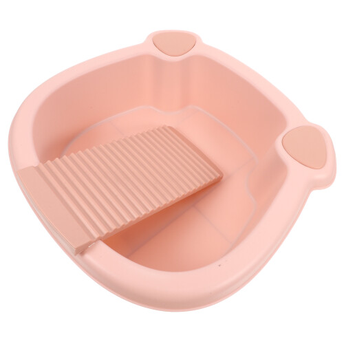 3Pcs Multifunctional Pink Laundry Buckets with Detachable Washboard 2