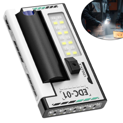 Portable USB-Rechargeable 5-LED Magnetic Work Light, Multiple Modes, Digital Battery Indicator, Type-C Fast Charging, Compatible with USB Power 1
