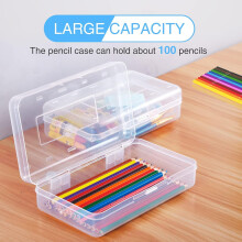 2-Pack Large Plastic Pencil Boxes with Snap-Tight Lid