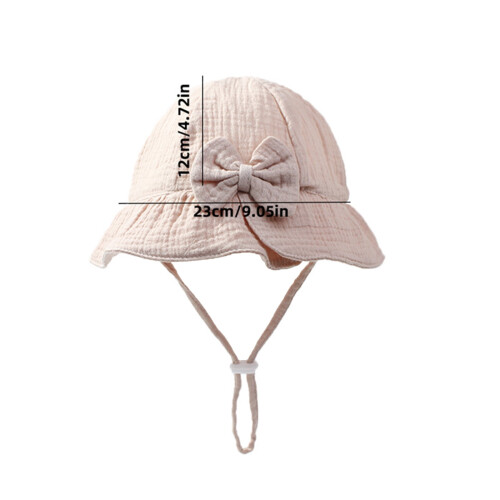 Willtoo Baby Solid Color Cotton Bow Sun Hat Basin Hat 0-12 Months Men Shade Hat Large 2