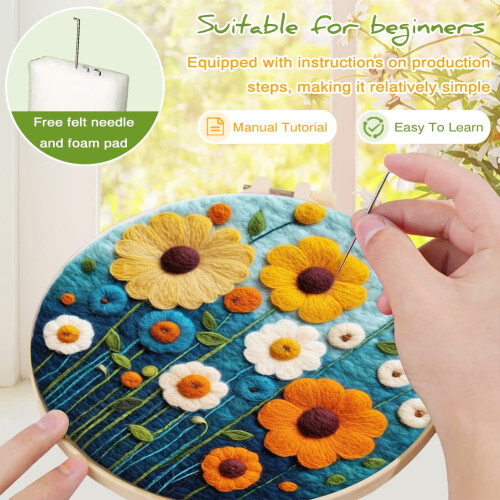Κιτ ζωγραφικής με τσόχα DIY – Πλήρες σετ ειδών ζωγραφικής με τσόχα για αρχάριους, 1