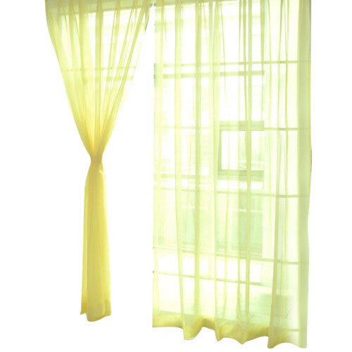 6Pcs Yellow Sheer Voile Curtains Window Screen Rod Decor 1