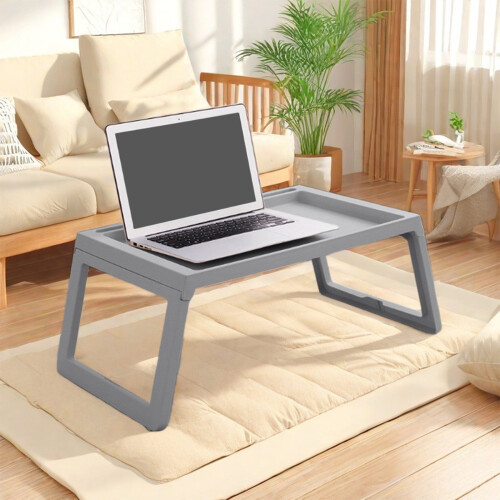Plastic Folding Bed Table, Portable Computer Desk, Storage Design, Space Saving, Ideal for Dorm Rooms, Small Spaces, Laptop Use 1