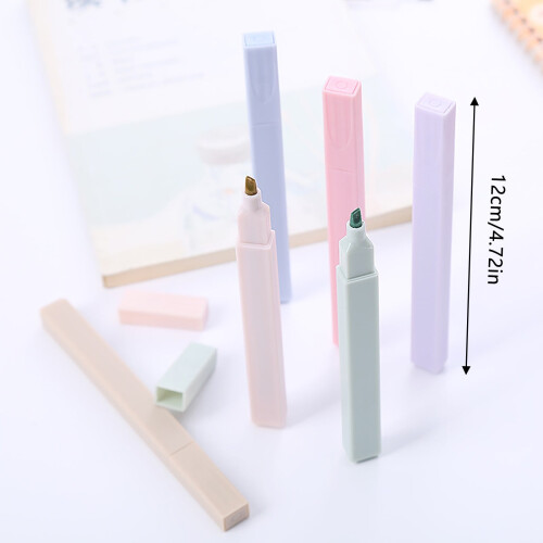 6-Color Pastel Highlighter Set (5ml) - Soft Chisel Tip for Gentle Underlining, Aesthetic Journaling, Note-Taking, and Office Document Marking 2