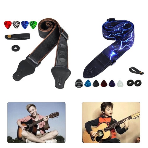 Versatile Nylon Guitar Strap Adjustable for Folk and Classical Instruments with Adjustable Length and Picks 1