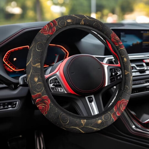 Rose Print Steering Wheel Cover 15 inch 2