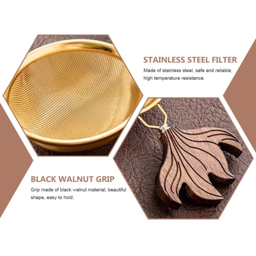 Japanese Style Tea Strainer Mesh Tea Filter With Walnut Handle 2