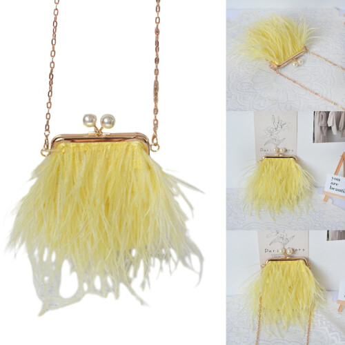 Plush Evening Bag with Chain Strap for Wedding 1