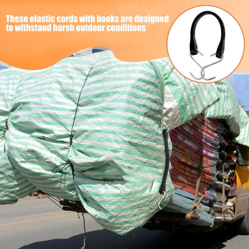 Short Bungee Cords With Hooks 2Pcs 13.4In 2