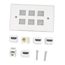 6 Ports HD Multimedia CAT6 TV F Buchse Ethernet Wandanschlussplatte für Zuhause und Büro