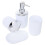 1 Set White Plastic Bathroom Accessories Set Square Shape for Home Use Adults Practical Design 7