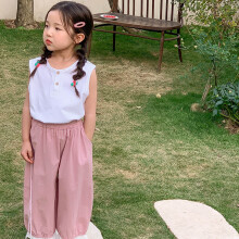 Cotton Tank Top for Little Girls Sleeveless Crewneck with