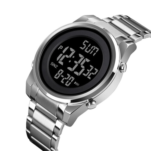 Men's Digital Watch Waterproof Luminous Silver 2
