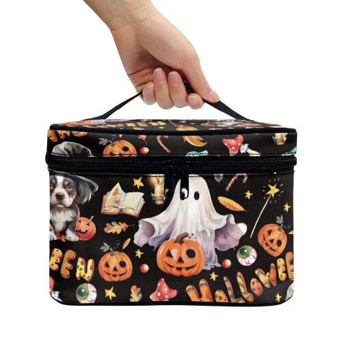 Cosmetic Travel Bag with Zipper Large Halloween Pattern 2