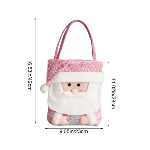 Pink Christmas Drawstring Gift Bag – Polyester, 42x23cm 2