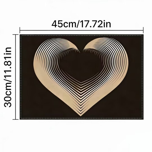 Heart Print Placemats Gold Black Textured 4 Pack 2