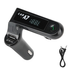 Kit auto hands-free cu transmițător FM Bluetooth, ecran LCD, ieșire auxiliară, încărcător USB și slot pentru card TF pentru dispozitive
