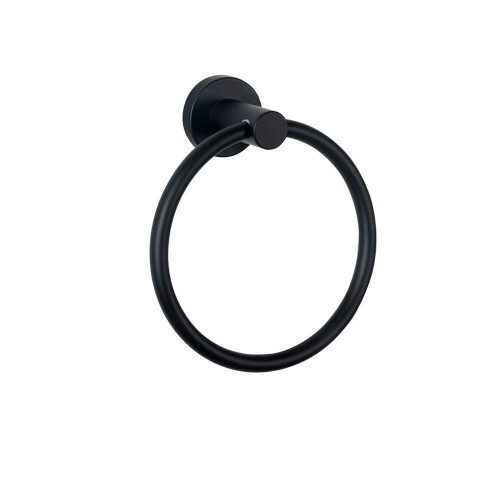 Black Round Bathroom Wall Towel Ring Single Holder 2