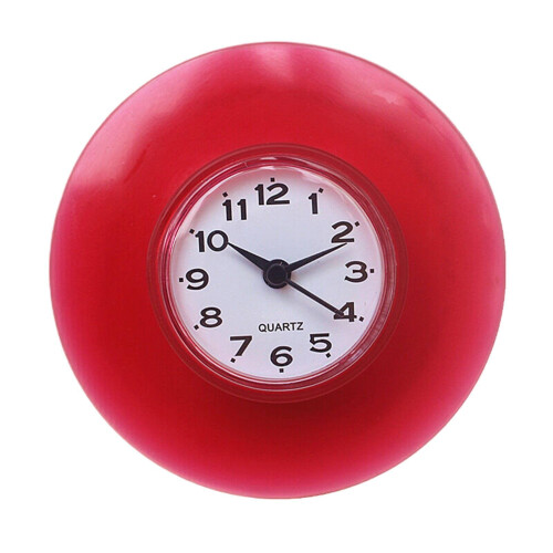 Waterproof Suction Cup Clock, Small Bathroom Shower Wall Clock, Mini Round Kitchen Refrigerator Clock Decor, White 1