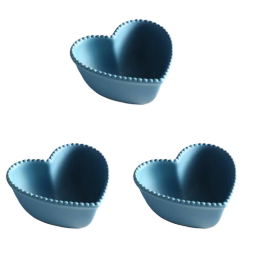 3Pcs Light Blue Ceramic Salad Dessert Fruit Bowls for Home 2